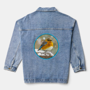 Eastern Bluebird in Snow - Original Foto Jeansjacke