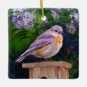 Eastern Bluebird in Snow - Original Foto Keramikornament