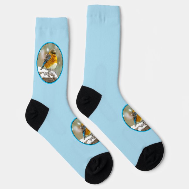Eastern Bluebird in Snow - Original Foto Socken (Rechts)