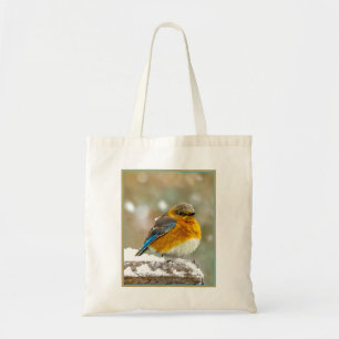 Eastern Bluebird in Snow - Original Foto Tragetasche