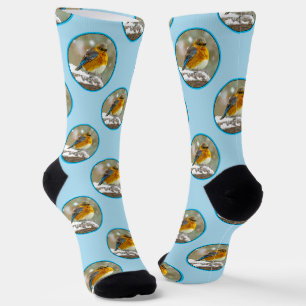 Eastern Bluebird in Snowstorm Original Foto Socken