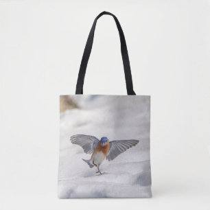 Eastern Bluebird tanzen im Schnee Tasche