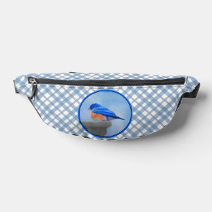 Eastern Bluebird über Birdbath Original Bird Art Bauchtasche