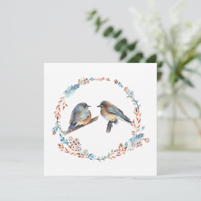 Eastern Bluebirds Couple Floral Wreath (Stehend Vorderseite)