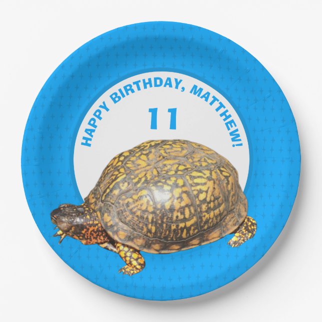 Eastern Box Turtle Bright Blue Personalisiert Pappteller (Vorderseite)