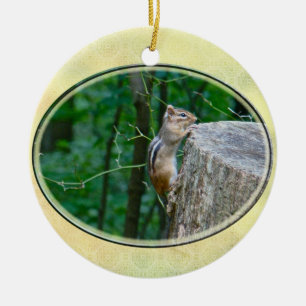 Eastern Chipmunk auf Stump Keramikornament