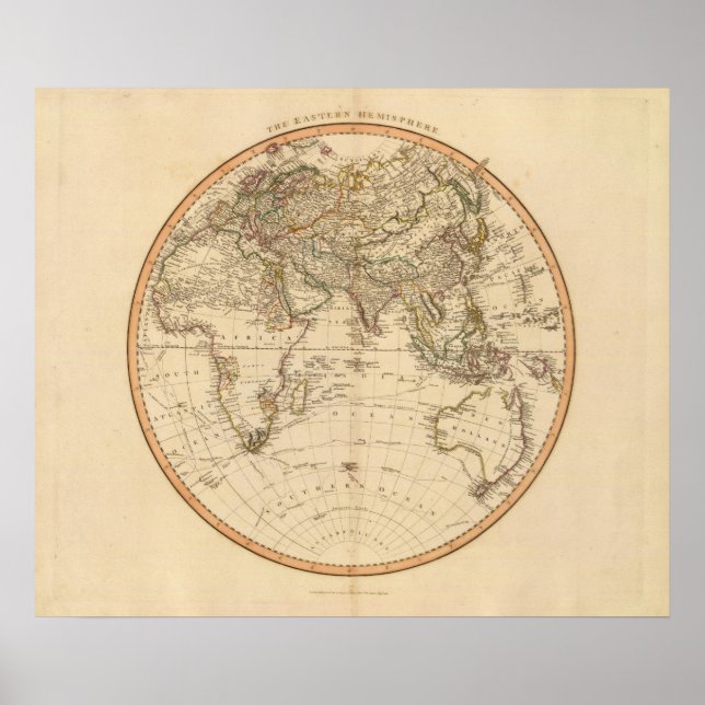 Eastern Hemisphere Circular Map Poster (Vorne)