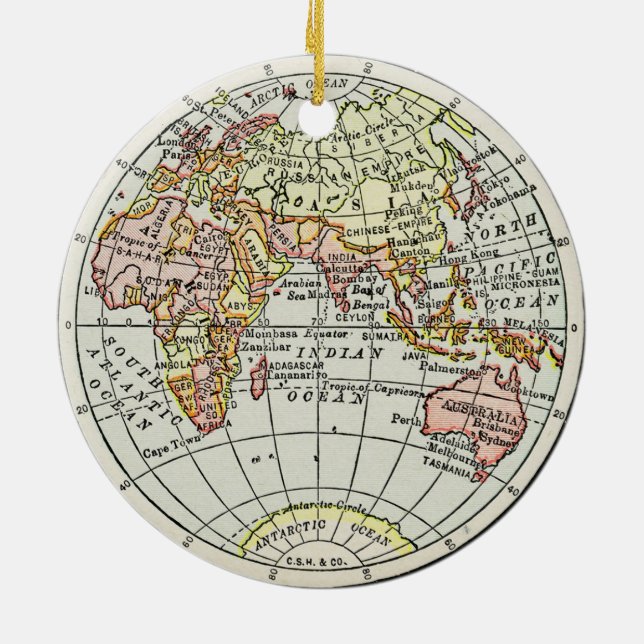 Eastern Hemisphere Map Globe Travel Art Keramikornament (Hinten)