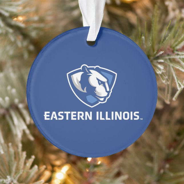 Eastern Illinois Panthers Kopf- und Wordmark-Logo Ornament (Baum)