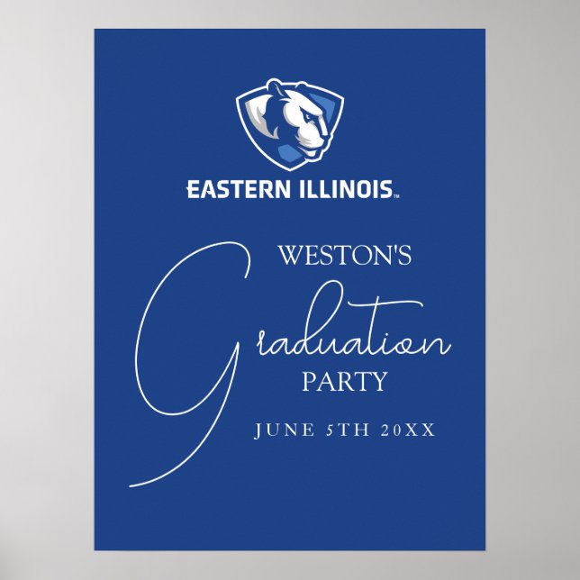 Eastern Illinois Panthers Kopf- und Wordmark-Logo Poster (Vorne)