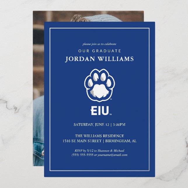 Eastern Illinois Panthers Paw Print & EIU Folieneinladung (Vorderseite/Rückseite)