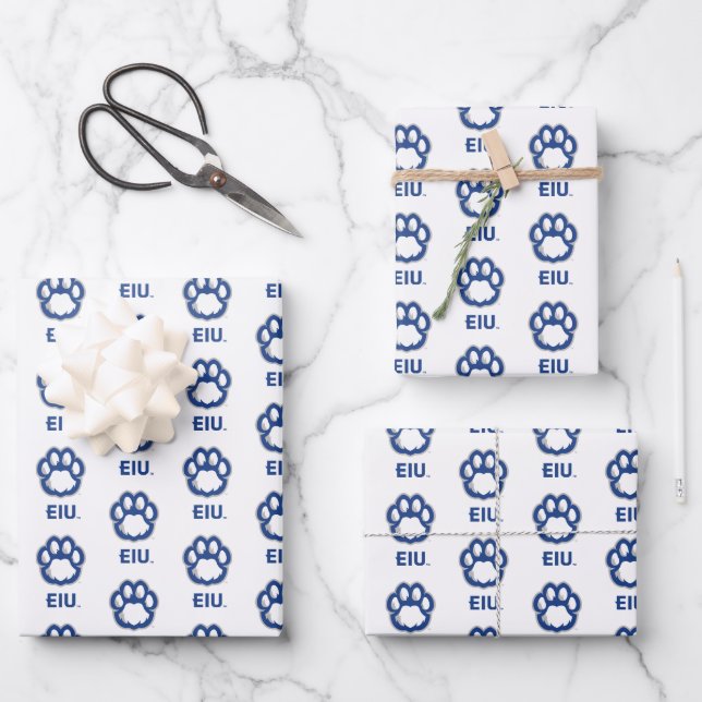 Eastern Illinois Panthers Paw Print & EIU Geschenkpapier Set (Vorderseite)
