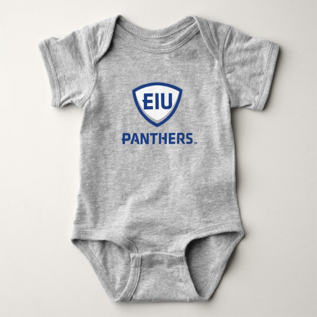 Eastern Illinois Panthers Schild & Wordmark-Logo Baby Strampler (Vorderseite)