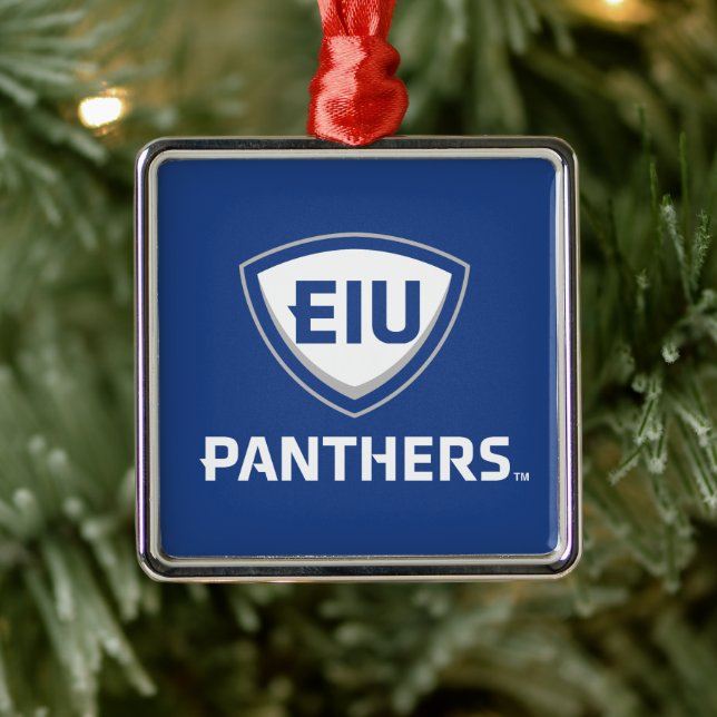 Eastern Illinois Panthers Schild & Wordmark-Logo Ornament Aus Metall (Baum)