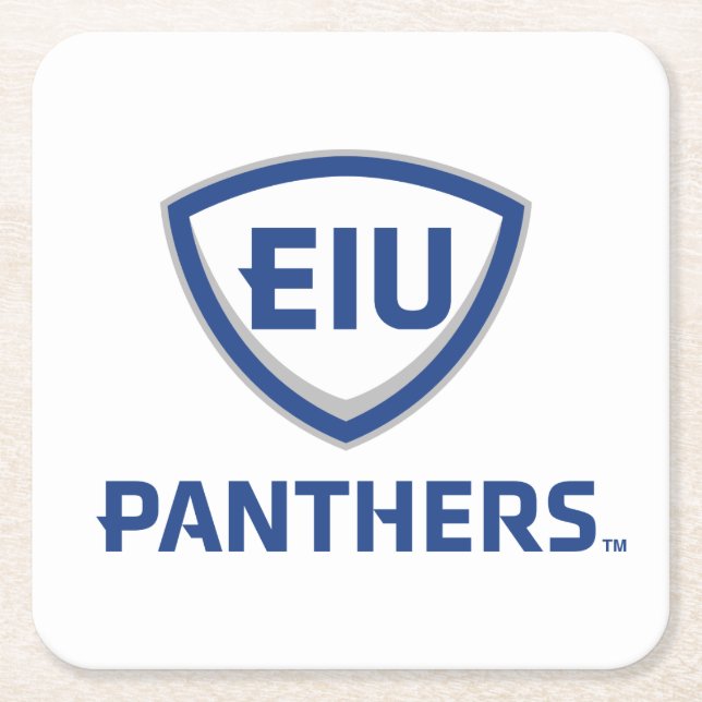 Eastern Illinois Panthers Schild & Wordmark-Logo Rechteckiger Pappuntersetzer (Vorderseite)