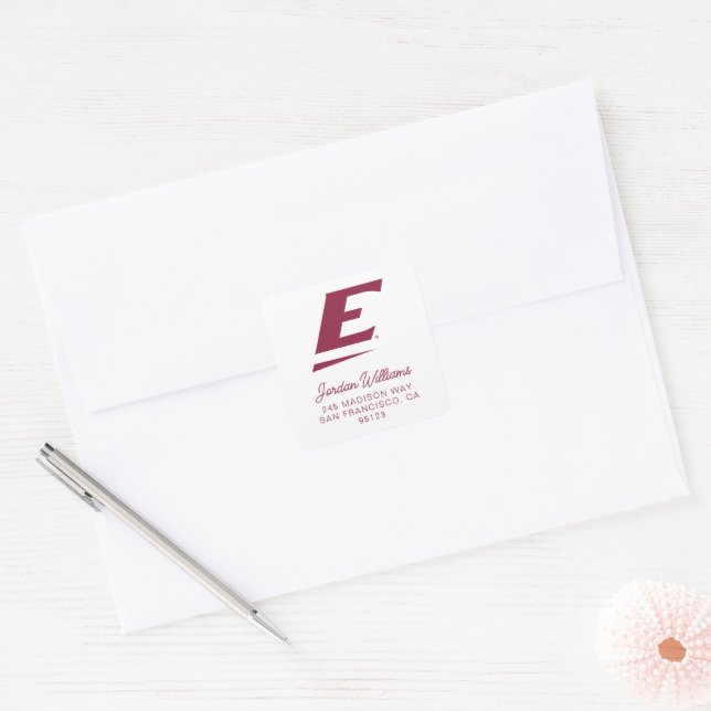 Eastern Kentucky University E Quadratischer Aufkleber (Umschlag)