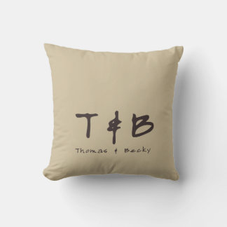 Eastern Minimal Initials and Name on Beige Sand Kissen