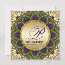 Eastern Peacock Feathers Dinner Party Einladungen