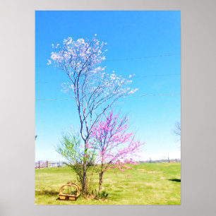 Eastern Redbud steht neben Eastern Redcedar Poster