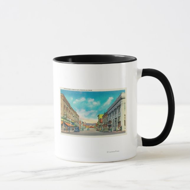 Eastern View von Centre Street Pocatello, ID Tasse (Rechts)