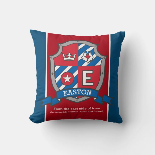 Easton-Name bedeutet Kid Red Blue Voice Kissen (Vorderseite)