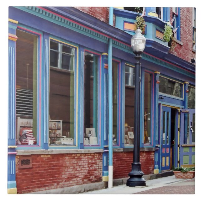 Easton PA - Straße mit offener Tür Fliese (Vorderseite)