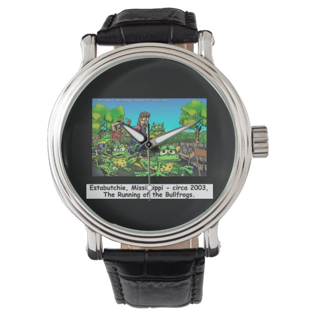 Eastutchie Frau Running of Bullfrogs Funny Watch Armbanduhr (Vorderseite)