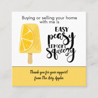 Easy Peasy Lemon Real Estate marketing  Quadratische Visitenkarte