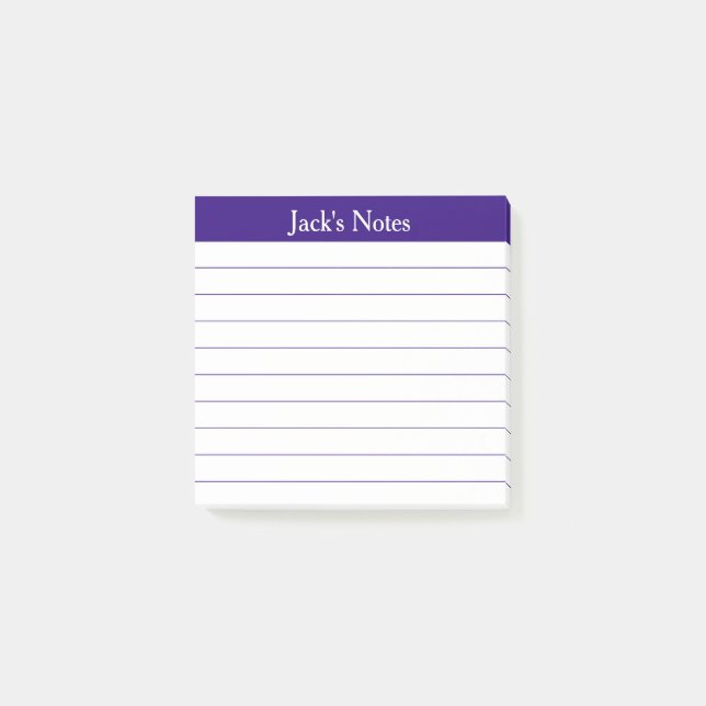 Easy Read Purple Lined Personalized Post-it Klebezettel (Vorderseite)