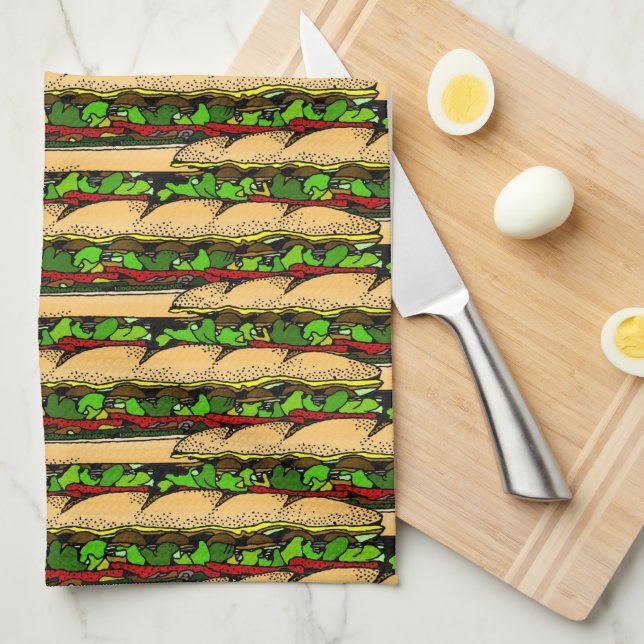 Eat A Hoagie Day Geschirrtuch (Viertel Falte)