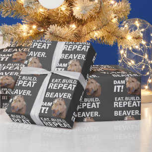 Eat Build Repeat Lustiger Biber Tier Geschenkpapier