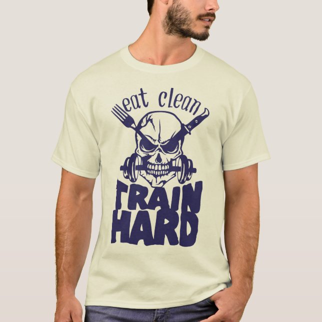 eat_clean_train_hard_zitat_musculculcultere_halter T-Shirt (Vorderseite)