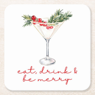 Eat, Drink, and Be Merry Christmas  Rechteckiger Pappuntersetzer