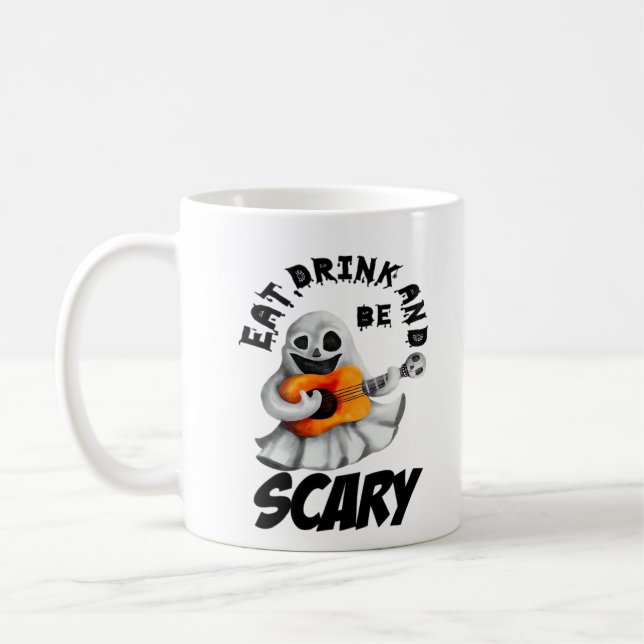 Eat Drink And Be Scared Minimal Clean Kaffeetasse (Links)
