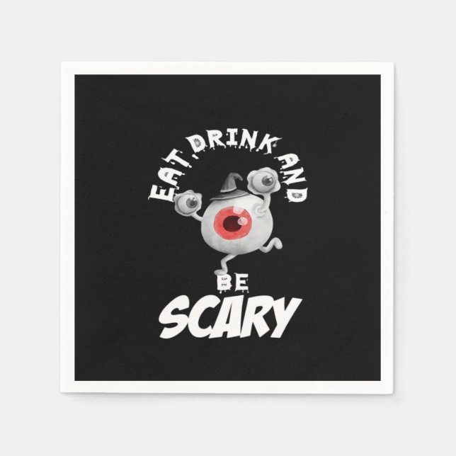 Eat Drink And Be Scared Retro Classic Serviette (Vorderseite)