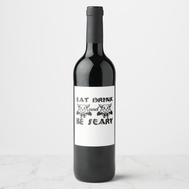 Eat Drink And Be Scary Aesthetic Unique Weinetikett (Vorderseite)