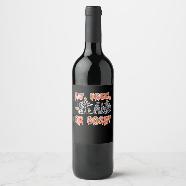 Eat Drink And Be Scary Classic Creative Casual Weinetikett (Vorderseite)