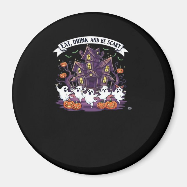 Eat Drink And Be Scary Classic Funny Retro Magnet (Vorne)