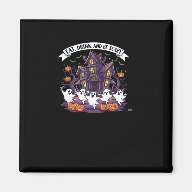 Eat Drink And Be Scary Classic Funny Retro Magnet (Vorne)