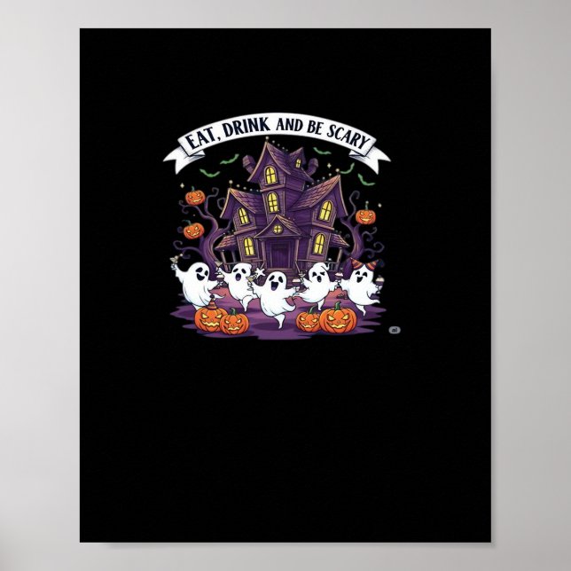 Eat Drink And Be Scary Classic Funny Retro Poster (Vorne)