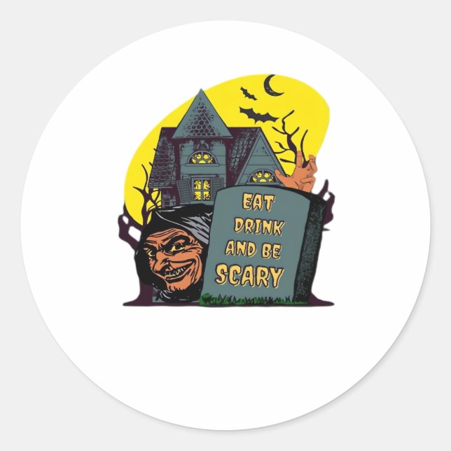 Eat Drink And Be Scary Classic Simple Runder Aufkleber (Vorderseite)
