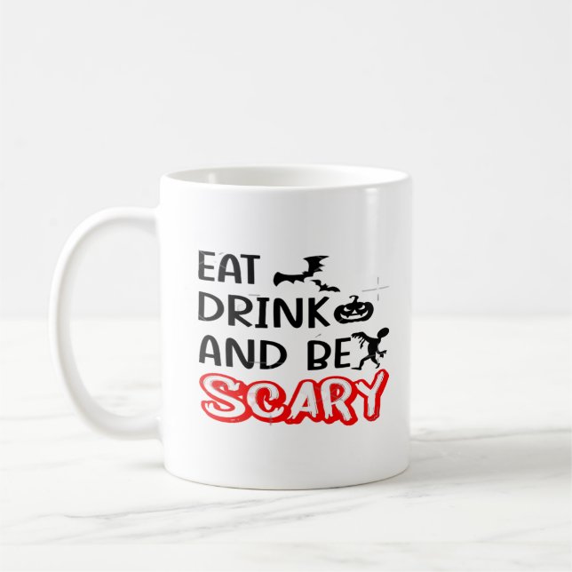 Eat Drink And Be Scary Design Retro Classic Kaffeetasse (Links)