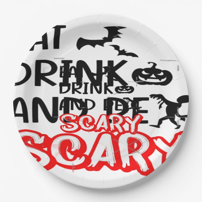 Eat Drink And Be Scary Design Retro Classic Pappteller (Vorderseite)