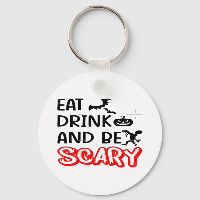 Eat Drink And Be Scary Design Retro Classic Schlüsselanhänger (Vorderseite)