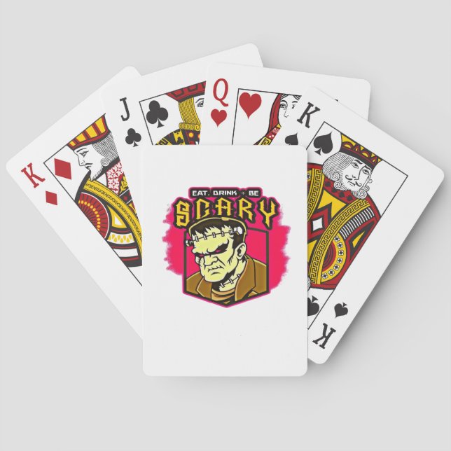 Eat Drink And Be Scary Frankenstein Halloween Crea Spielkarten (Rückseite)