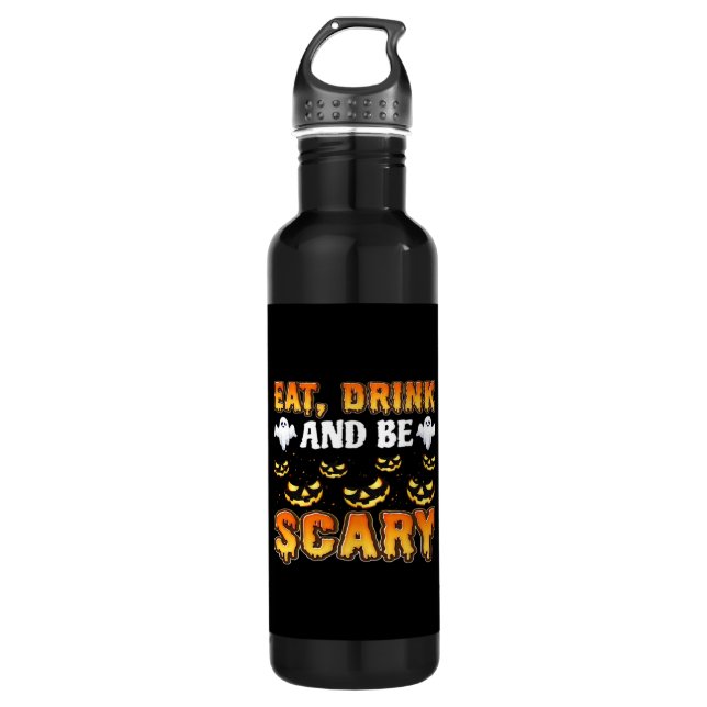 Eat Drink And Be Scary Funny Halloween Essential Edelstahlflasche (Vorderseite)