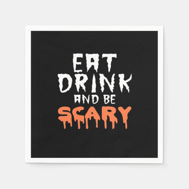 Eat Drink And Be Scary Funny Halloween Minimal Cle Serviette (Vorderseite)