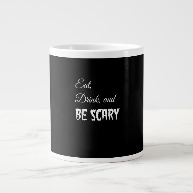 Eat Drink And Be Scary Funny Halloween Retro Style Jumbo-Tasse (Vorderseite)