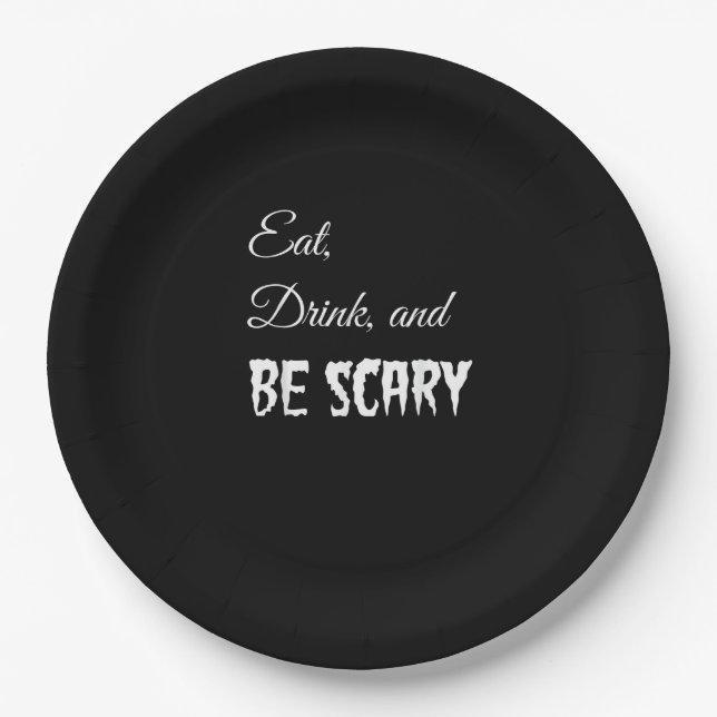 Eat Drink And Be Scary Funny Halloween Retro Style Pappteller (Vorderseite)