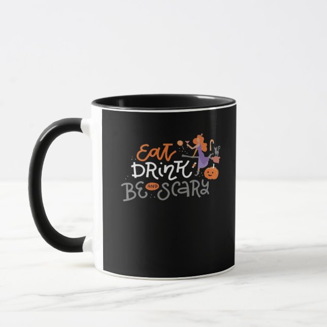 Eat Drink And Be Scary Funny Halloween Tasse (Links)